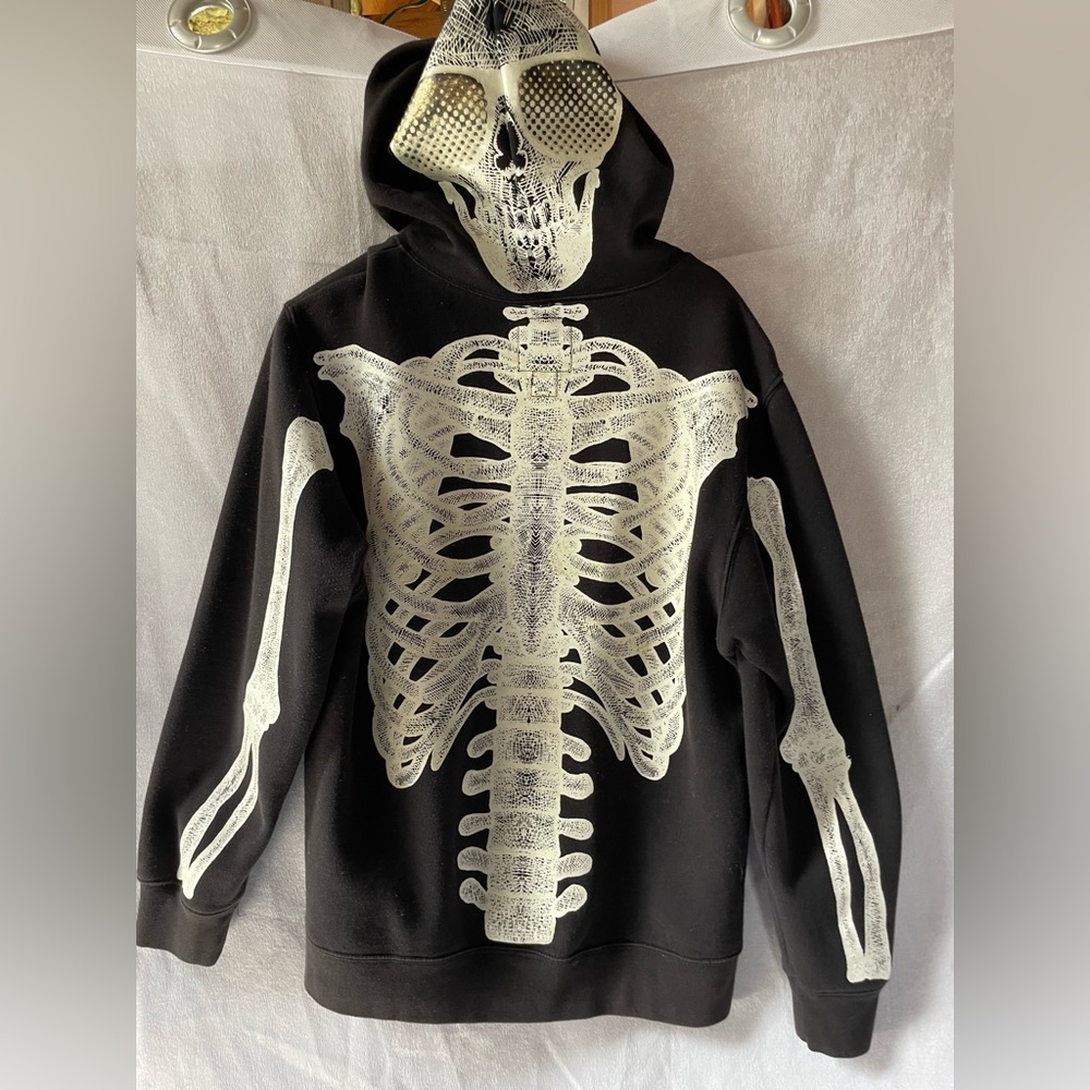 Glow In the Dark Skeleton Print Black Hoodie